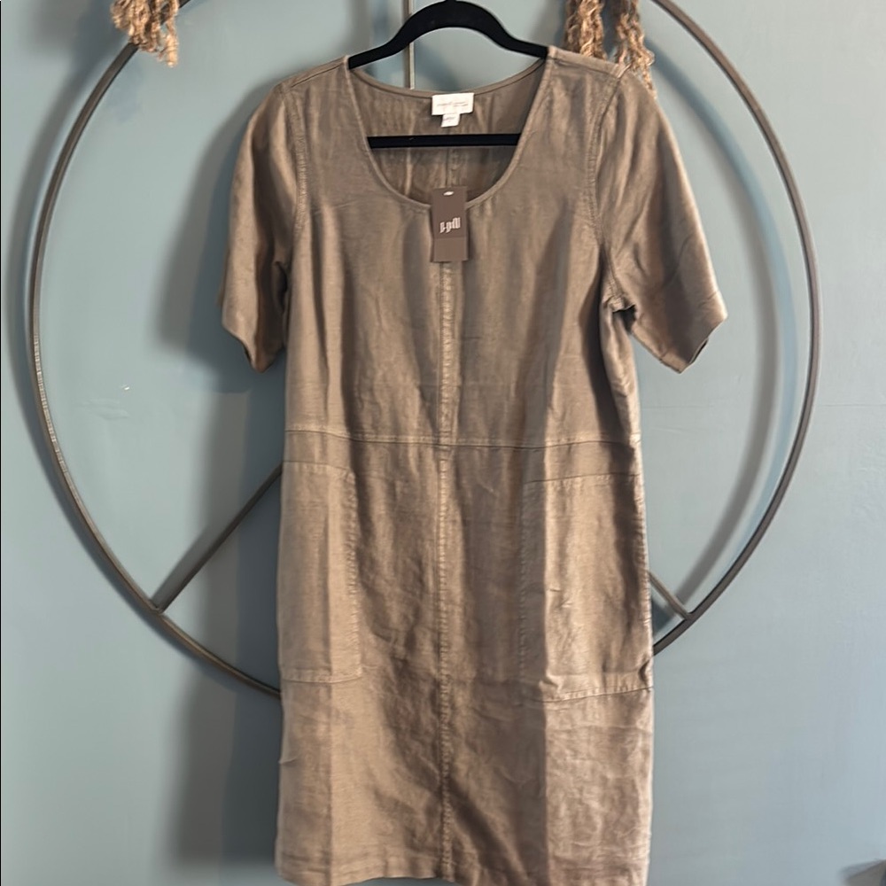 J. Jill Taupe Short Sleeve Dress